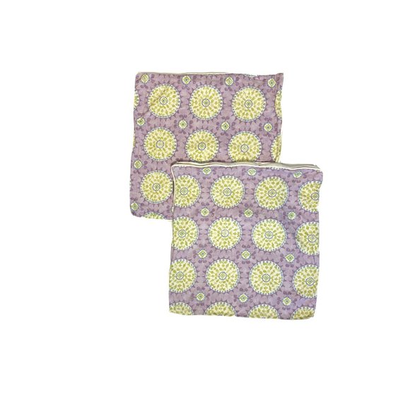 American Mills Other - 2 American Mills Inc Pair Euro Pillow Shams 22 Zip Purple Green Print Designer